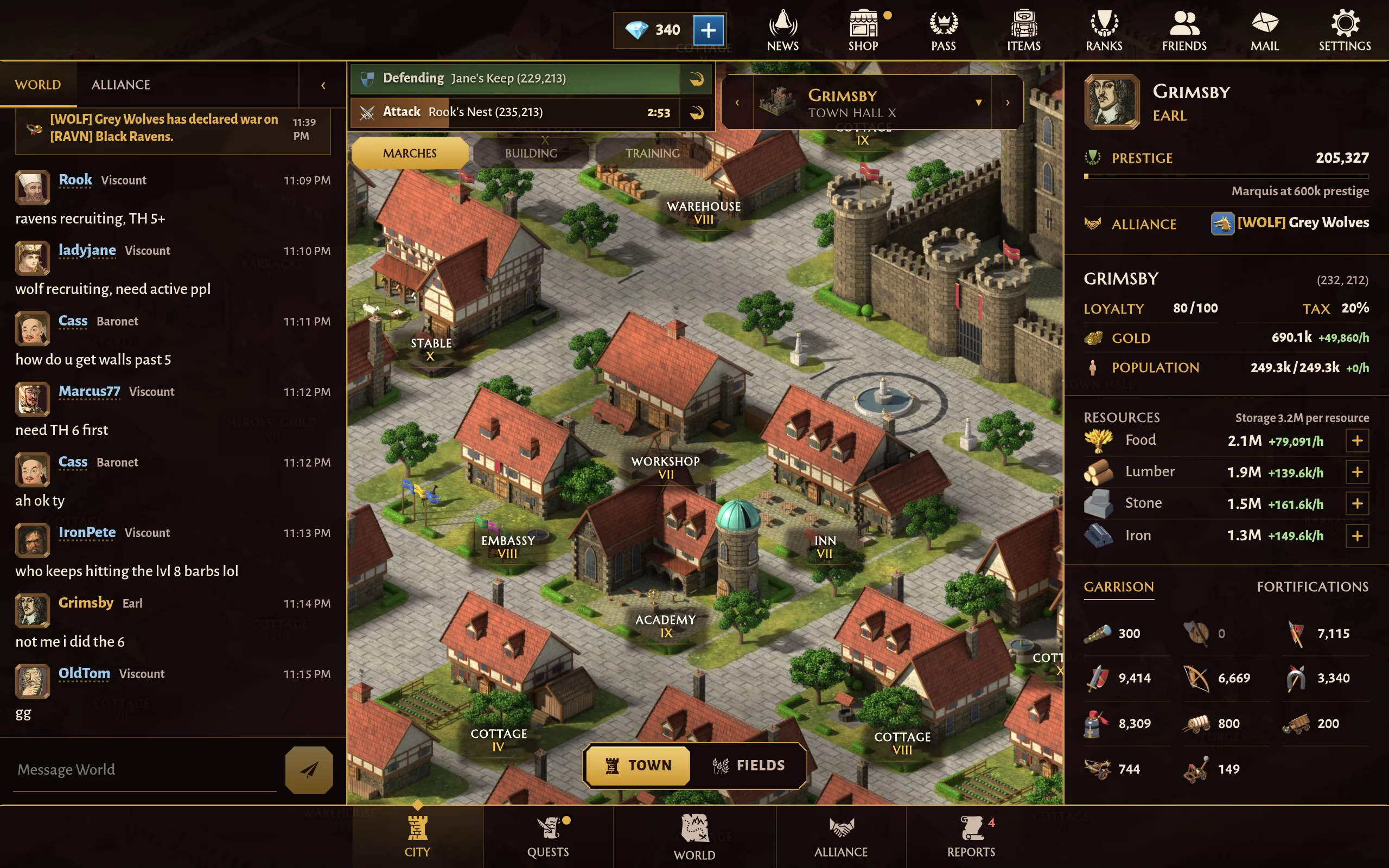 A city and its buildings on desktop, with chat open